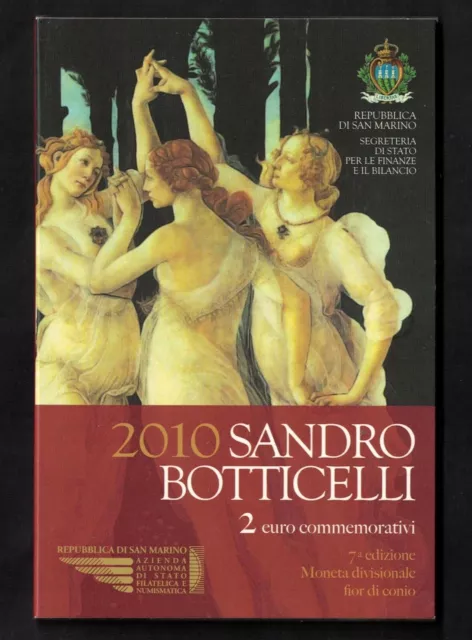 San Marino 2010, 2 Euro Gedenkmünze Sandro Botticello Originalblister + Folder
