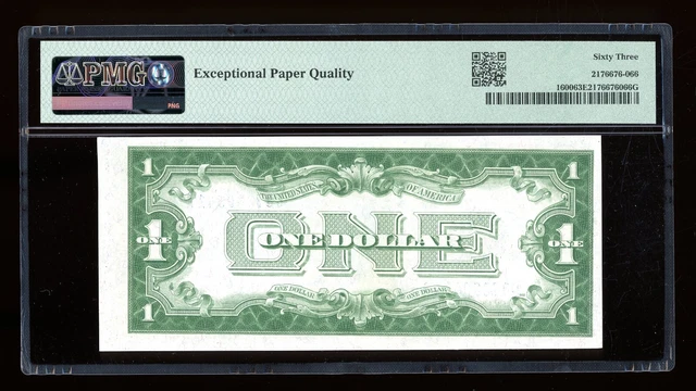 DBR 1928 $1 Silver Fr. 1600 GA Block PMG 63 EPQ Serial G87380641A 2