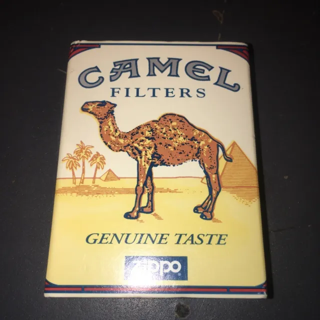 Camel Zippo Brushed Chrome Tin With Cardboard Slip Cover Empty No Lighter