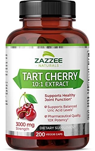 Zazzee Tart Cherry Extract Capsules 200 Vegan Capsules 3000 mg Strength Poten...
