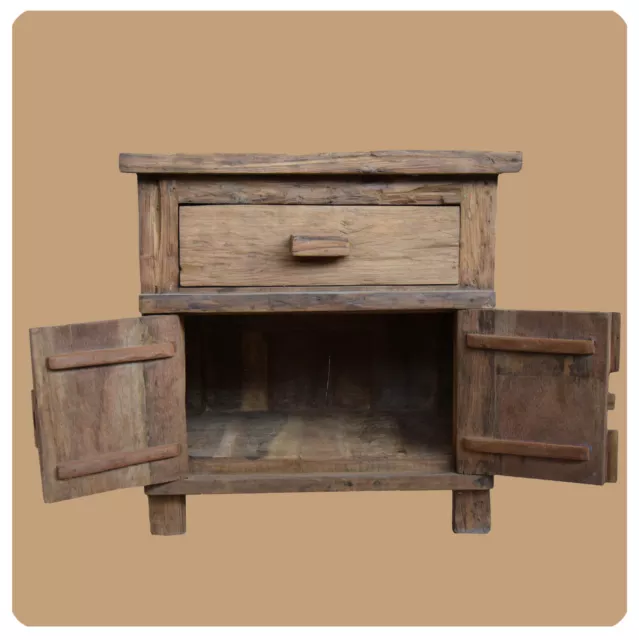 Vieux Chêne Commode Pur Antique 3 Recyclage Bois Teck Massif Absolu Pièce Unique 2