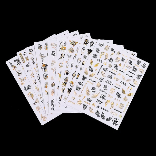 Autocollant de l'eau Femme abstraite Feuille Autocollants pour ongles Fleurs