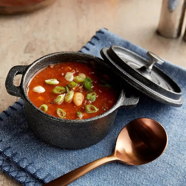 Cast Iron Casserole Dish Hotpot Soup &Stock Dutch Oven Mini Cooking Pot with Lid