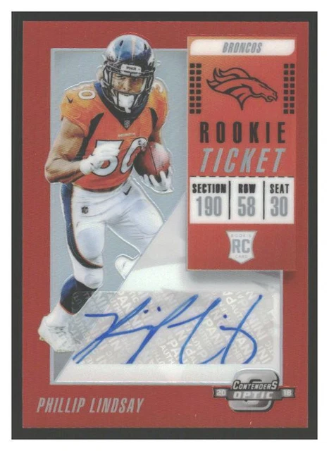 2018 Panini Contenders Optic Phillip Lindsay Rookie Ticket Auto Orange /49 RC