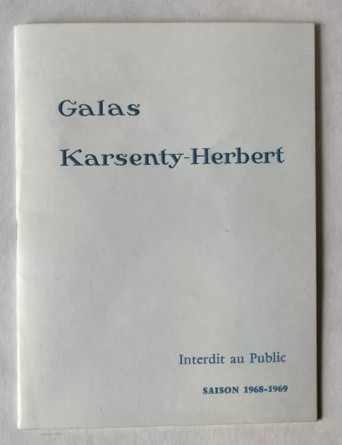 Programme Théatre Galas Karsenty-Herbert Interdit au Public 1968-69 Jean Marsan