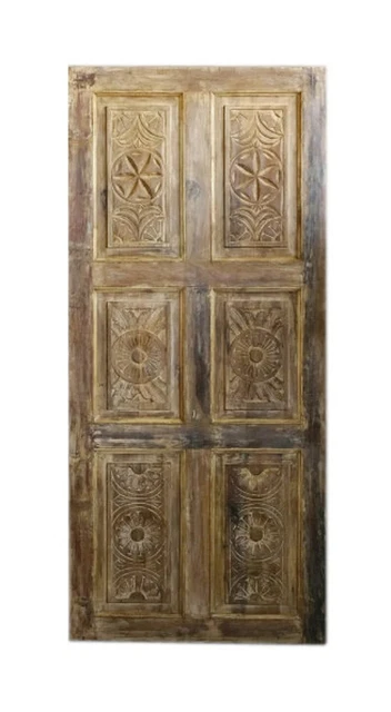 Limewash Sliding Door, Hand Carved India wood Door, Hanging Door, Closet, 80x36 5