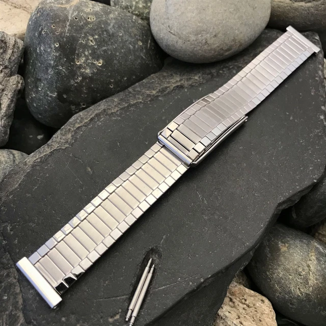 rare 10k White Gold-Filled nos Speidel Long Golden Ingot nos Vintage Watch Band