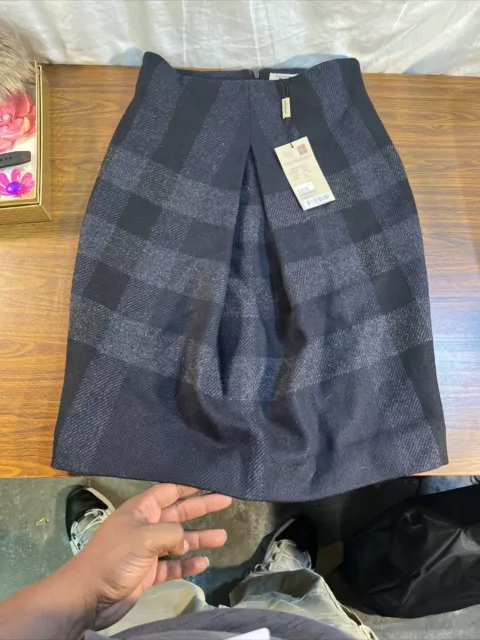Burberry London Black Plaid Wool Skirt Size 6