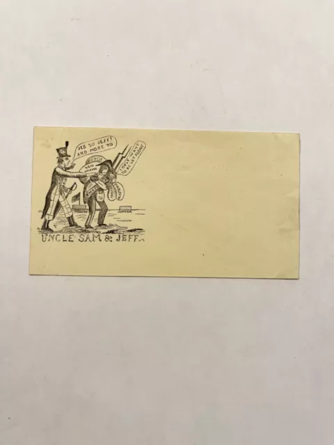 Civil War Era Patriotic Envelope - Jefferson Davis, Uncle Sam & Forts Design