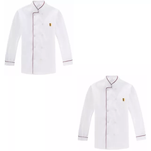 2 Pack Schwarzes Hemd Für Männer Kochuniform Restaurant-Kleidung Shirt