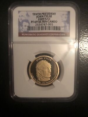 2009 S John Tyler Presidential Dollar $1 Coin NGC PF69 Ultra Cameo
