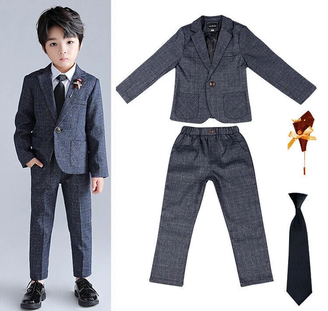 Abiti da ragazzo pezzo abito da sposa pagina bambini ballo festa blu navy rosso 2-11 anni nuovo 6