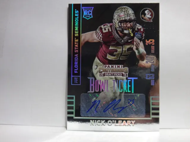 2015 Panini Contenders Draft Picks Bowl Ticket /99 Nick O'Leary Rookie Auto RC