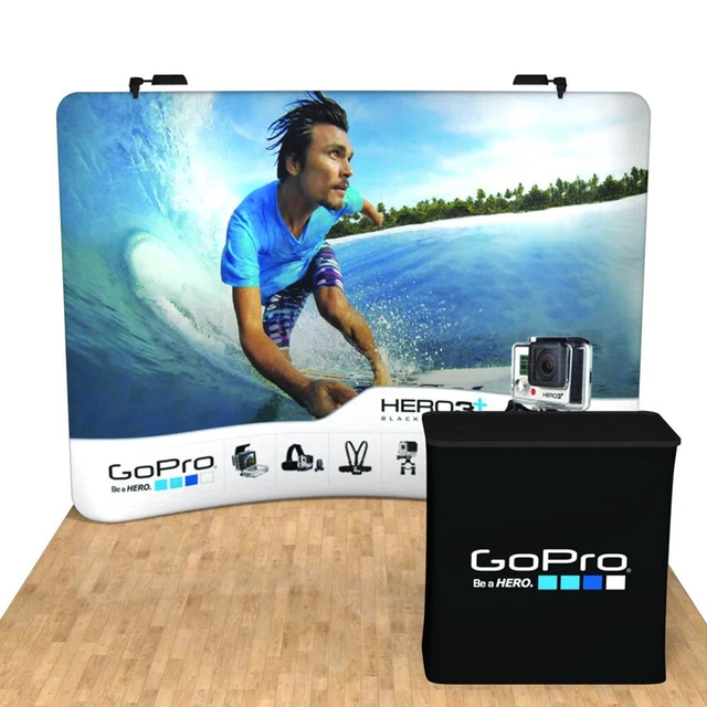 10ft Portable Trade Show Displays Booth Backdrop Wall with Lights Counter