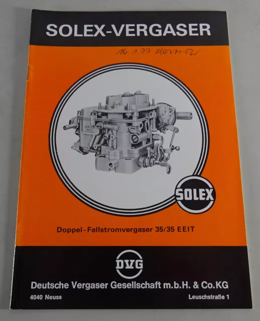 Handbuch Solex Doppelfallstromvergaser 35 / 35 EEIT für Ford von 09/1976