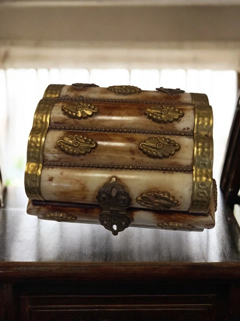 Grande Boîte à Bijoux Vintage En Os De Chameau Poli - Fabriquée En Inde, Occasion, Sans Marque