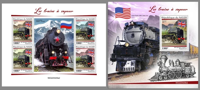NIGER 2022 MNH Dampflokomotiven Steam Trains #429ba2