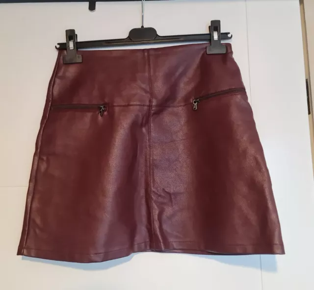 Burgundy leather hotsell skirt primark