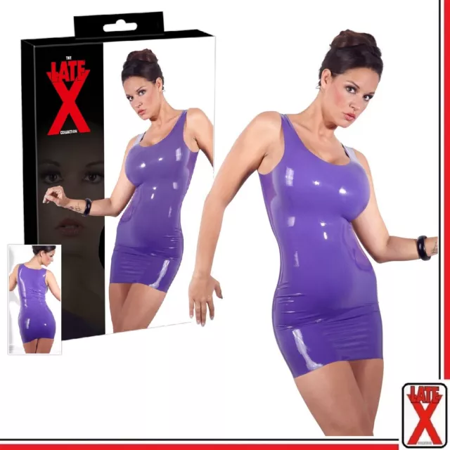 Mini abito aderente in lattice viola Latex intimo erotic donna Fetish Toy Sexy x