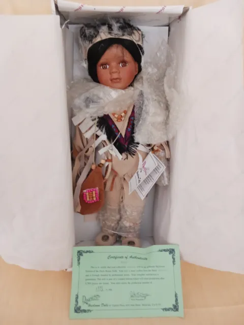 Duck House Heirloom Porcelain Native American Doll NANTAI, COA, Dream Catcher