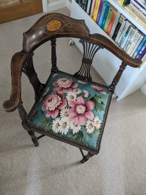 Antique corner chair Regency or Edwardian, good condition, inlaid, family piece