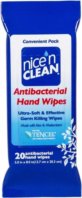 Nice 'n Clean Ultra Soft Hand Wipes with Aloe & Moisturizer 20 Ct Pack of 3