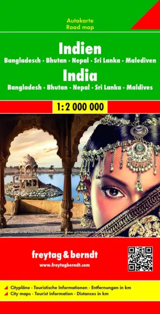 India - Nepal - Bangladesh f&b (r): Wegenkaart 1:2 750 000 by Freytag-Berndt und