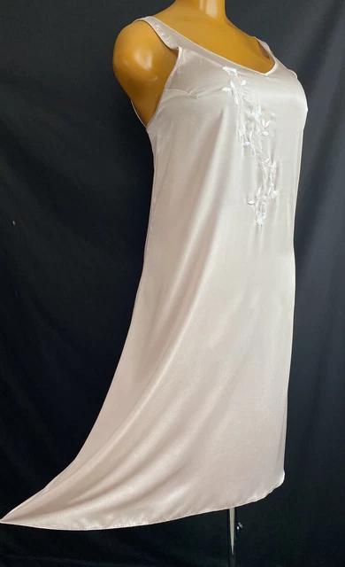 Abito da notte slip vintage mandorle raso liquido ricamato M&S taglia 18