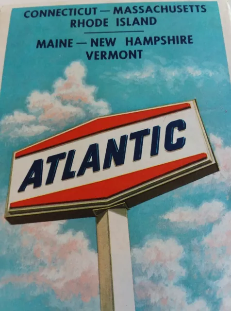 Vintage Atlantic Gas Station Road Map 1960s Advertising New England