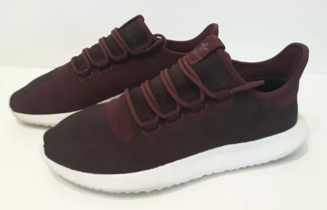 Adidas Tubular Shadow Men's Size 9.5 Running Shoes MaroonWhite Athletic Sneakers