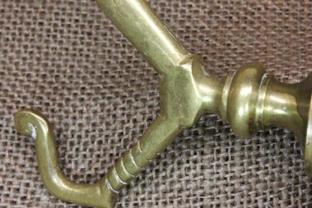 Old Hall Mirror Coat Hook Antique Brass Fancy Vintage Tarnished Mansion 8