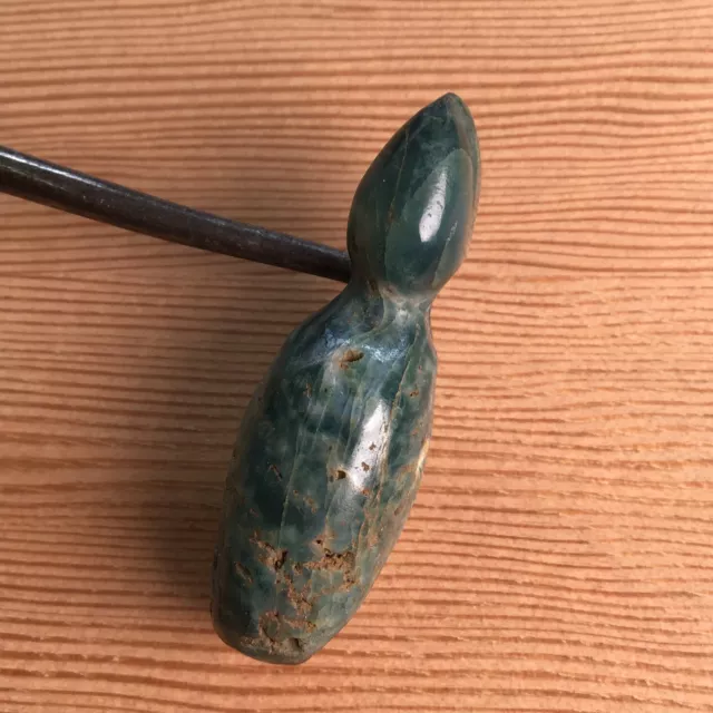 Ancient Pre Columbian Blue Green Jade Pendant Bead combine shipping #14