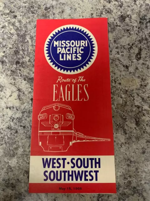 1966 Missouri Pacific Lines Route of the Eagles Time Table Map Railroad