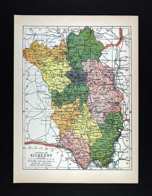 1900 Ireland Map Kilkenny County Ireland Callan Thomastown Carrick on Suir Clogh