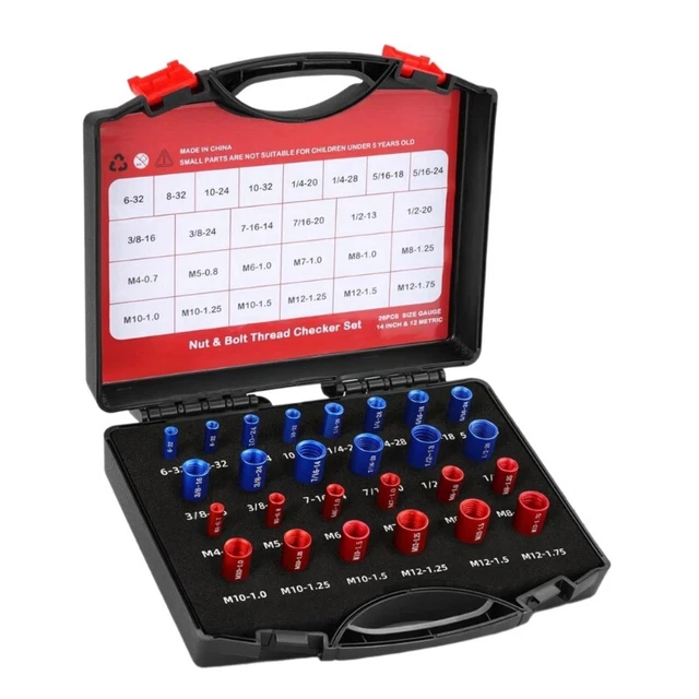 42 Nut And Bolt Thread Checker Kinok Bolt Size And Thread Gauge 19 Standard & 15 Metric Sizes & 8 Drill Bit Gauge Bolt And Nut Identifier Gauge With