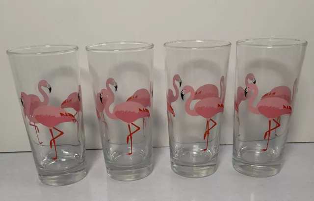 Ikea Sommarfint Pink Flamingo Tall Glasses - Now Retired X4