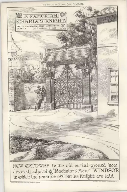 1873 New Gateway Old Burial Ground Bachelors Acre Windsor, Charles Knight