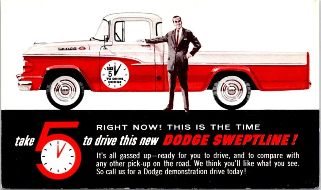 Take 5, Dodge Sweptline TRUCK Chrome Advertising Postcard
