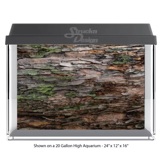Realistic Tree Bark Mossy Polyester Fish Tank Glass Backdrop Aquarium Background