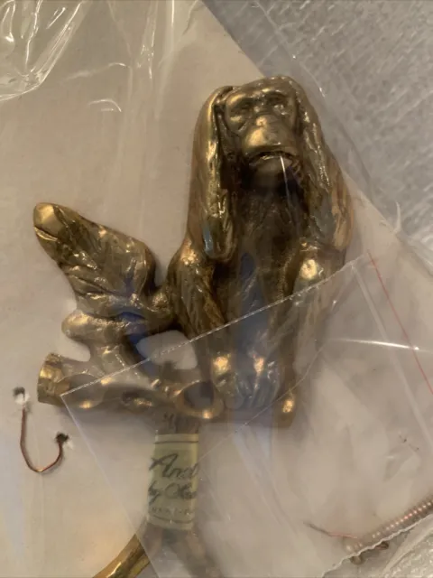 Solid   Brass Monkey  Hand On Head Double Wall Hook   New In Package Vtg