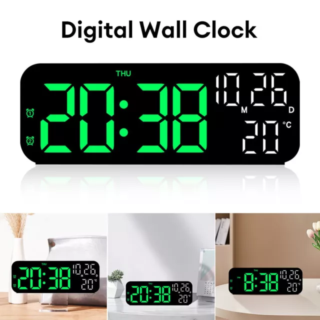 LED Digital Alarm Clock Large Screen Display Multi-function Clocks Wall Clock 2