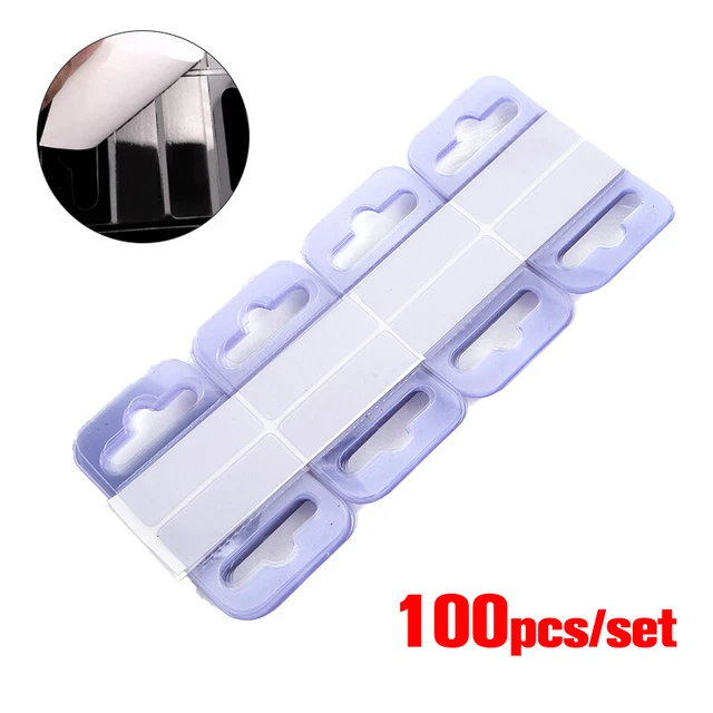 100PCS PVC SLOT Hole Adhesive Hang Tabs Tag Merchandise Box Bag