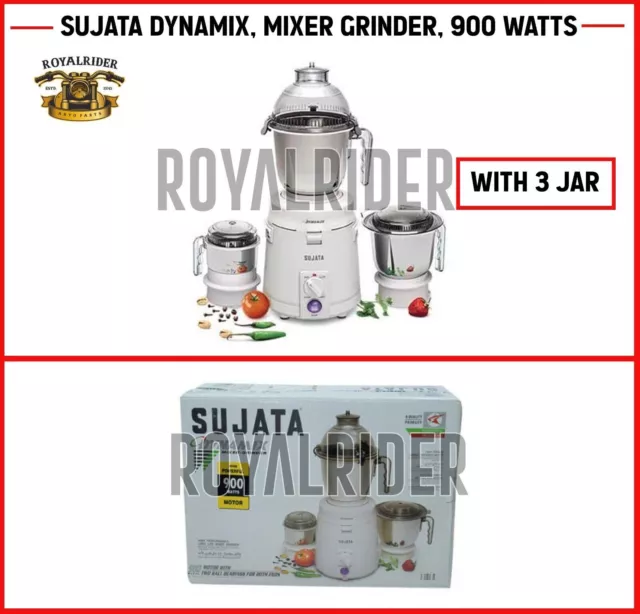 Sujata Dynamix, Blender Crusher, 900 Watts, 3 Pots (Blanc