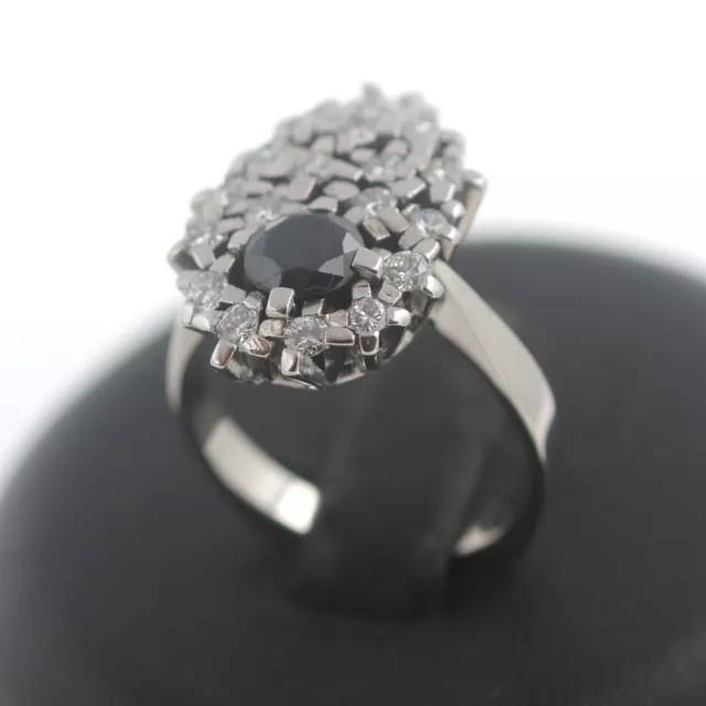 Diamant Saphir Brillant Ring 750er Gold 18 Kt Weißgold 0,70 CT Wert 2480,-