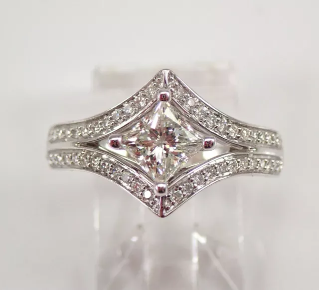 14K WHITE GOLD 1.02 ct Princess Cut Diamond Engagement Ring Size 7 ...