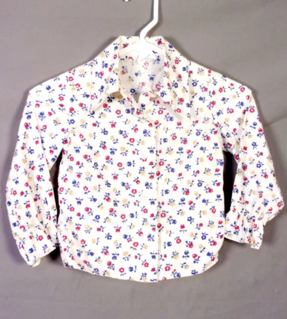 vintage 70s Sears Winnie the Pooh Tiny Floral Big Collar Kids Shirt Blouse Top 5