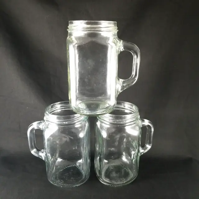 Mason Jar Mug Classic Clear Handle Cup Drinking Mugs Cups Glasses Jars Set of 3