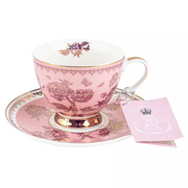 20 Year Roses Tea Cup And Saucer Pair Set Pink 200ml Drinking Cup Serveware