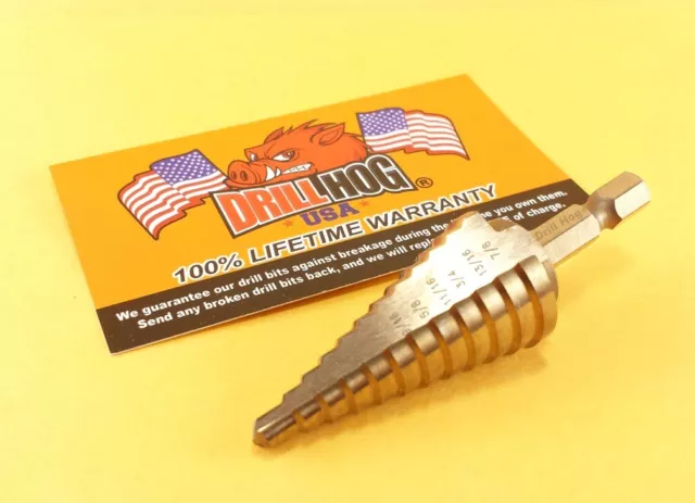 3/16-7/8 HEX SHANK Step Drill Bit COBALT M42 Impact Driver Lifetime Warranty