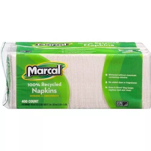 Marcal 6506 Small Steps 100% Recycled Luncheon Napkins, White, 2400/CT (MRC6506)
